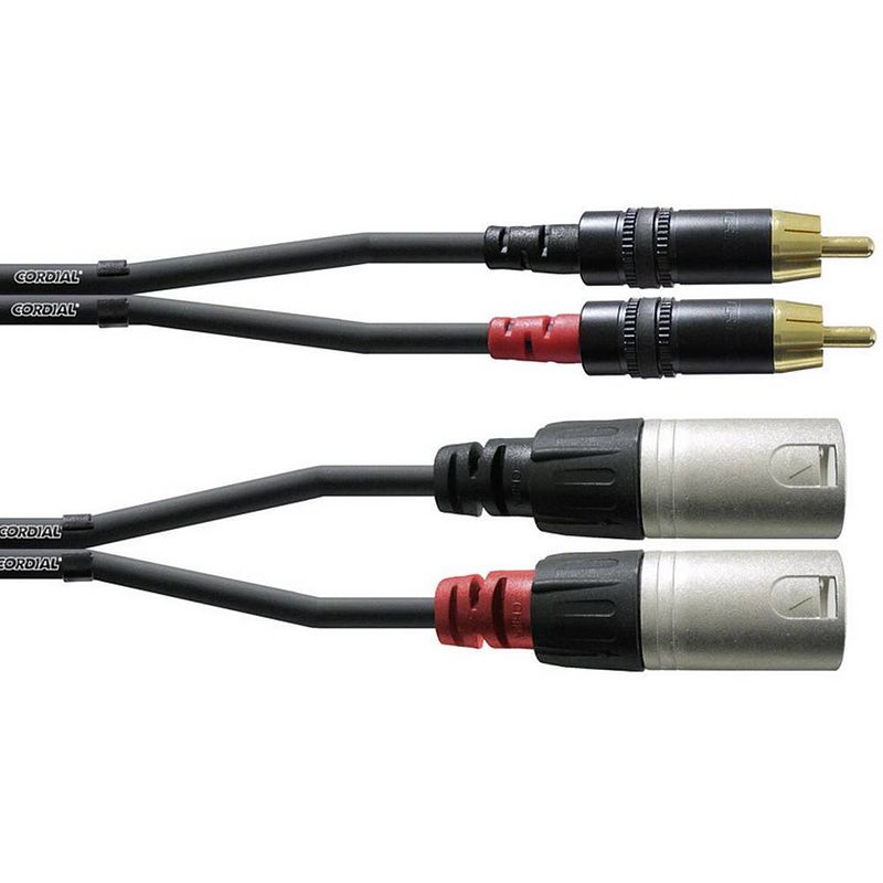 Foto van Cordial cfu 6 mc audio adapterkabel [2x xlr-stekker - 2x cinch-stekker] 6.00 m zwart