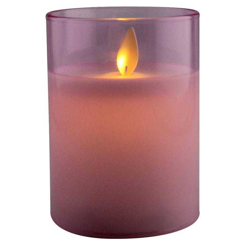 Foto van Magic flame - led kaars wax glas 10cm roze
