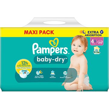 Foto van Pampers babydry maat 4+, 94 luiers, tot 12 uur bescherming, 10kg15kg bij jumbo