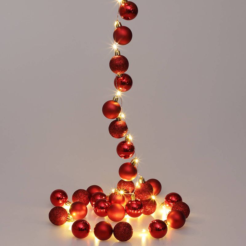 Foto van Casaria kerstballen verlichting - 40 leds - rood - 2 meter
