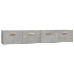 Foto van The living store wandkast betongrijs 100x36.5x35 cm - hoogwaardig hout - 2 vakken