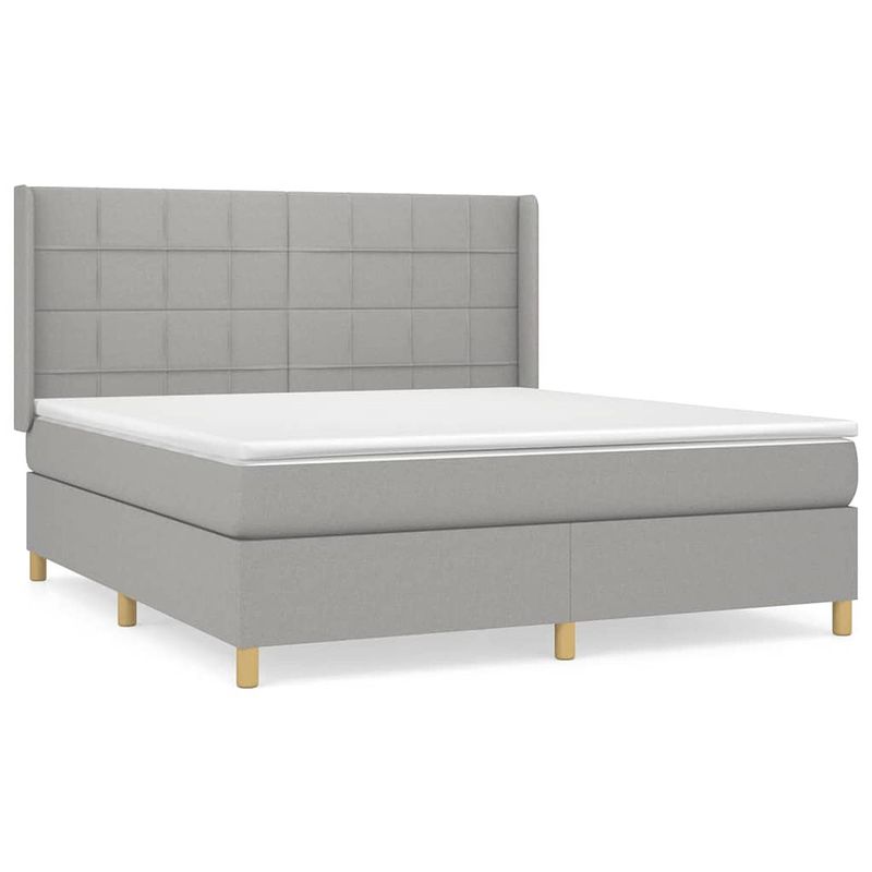 Foto van The living store boxspringbed - rustgevende nachtrust - 203x183x118/128 cm - duurzaam stoffen bed met verstelbaar