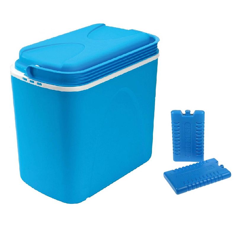 Foto van Koelbox blauw 24 liter 40 x 25 x 37 cm incl. 2 koelelementen - koelboxen