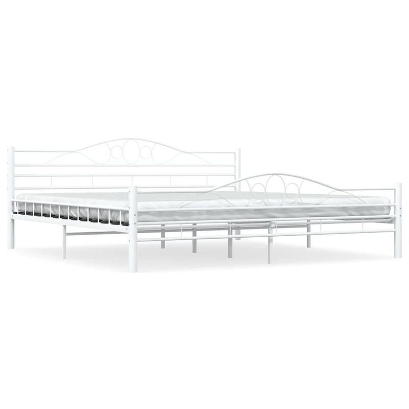 Foto van The living store metalen bedframe - elegant - bedden - afmeting- 210 x 187 x 85 cm - massieve constructie - kleur- wit