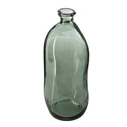 Foto van Atmosphera bloemenvaas organische fles vorm - groen transparant - glas - h36 x d15 cm - vazen