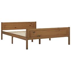 Foto van The living store houten bedframe - massief grenenhout - 206 x 126 x 63 cm - honingbruin