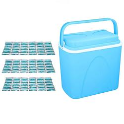 Foto van Voordelige flexibele blauwe koelbox 24 liter met 3x flexibele koelelementen - koelboxen