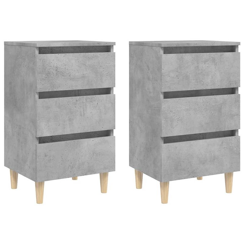 Foto van The living store bedkastjes - scandinavische stijl - 3 lades - betongrijs - 40x35x69cm