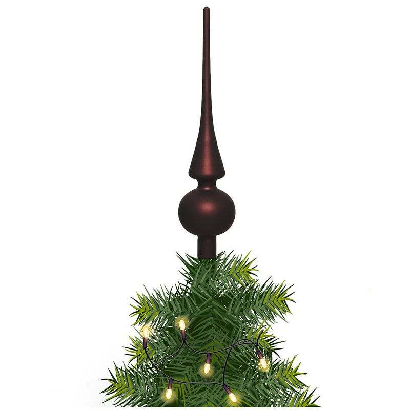 Foto van Kerstboom glazen piek bruin mat 26 cm - kerstboompieken