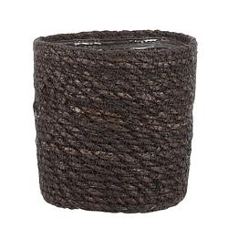 Foto van Naturel grijs rotan planten pot mand van gedraaid jute/riet h12 en d12 cm - plantenpotten