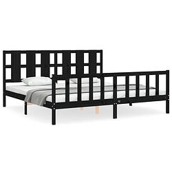 Foto van The living store bedframe zwart massief grenenhout - 205.5 x 185.5 x 100 cm - functioneel hoofd- en voeteneinde