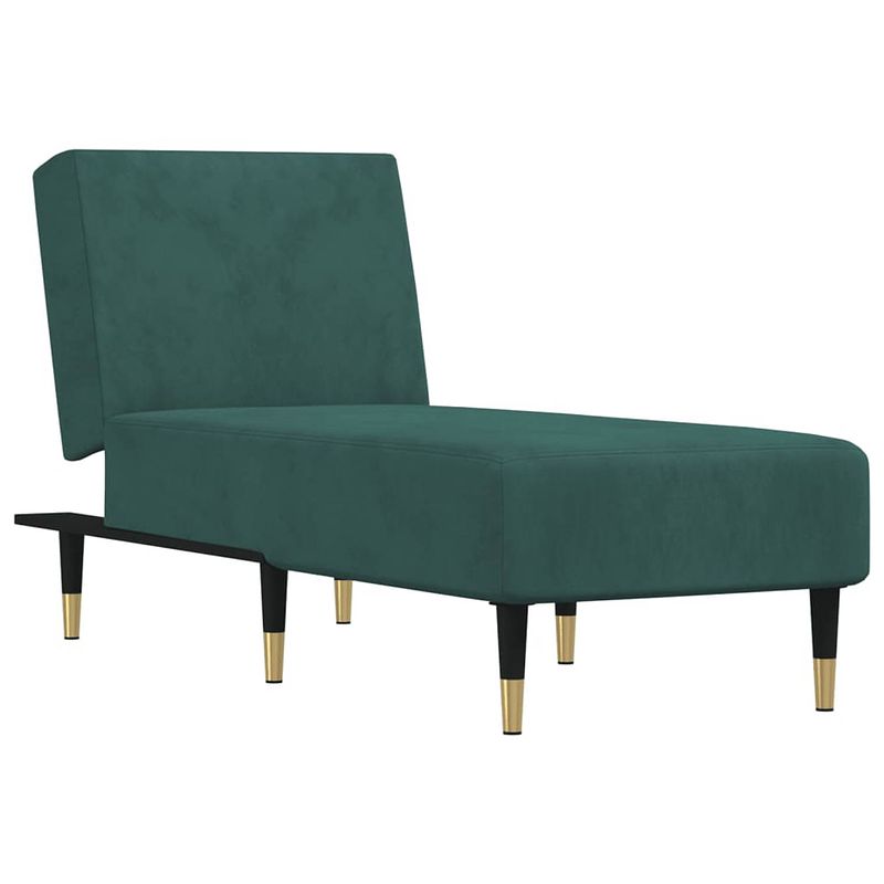 Foto van The living store chaise longue verstelbaar - donkergroen fluweel - 55 x 140 x 70 cm - stabiel frame - comfortabel