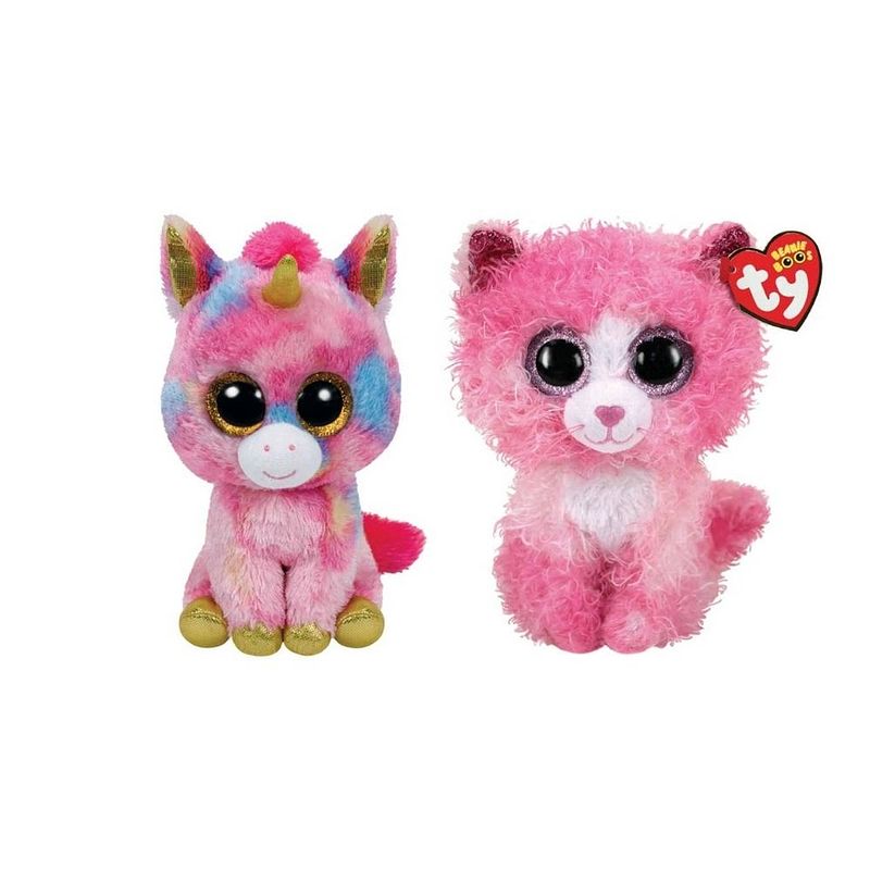 Foto van Ty - knuffel - beanie boo's - fantasia unicorn & reagan cat