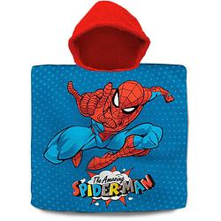 Foto van Marvel spiderman bad cape/poncho - 60 x 120 cm - katoen - voor kinderen - badcapes