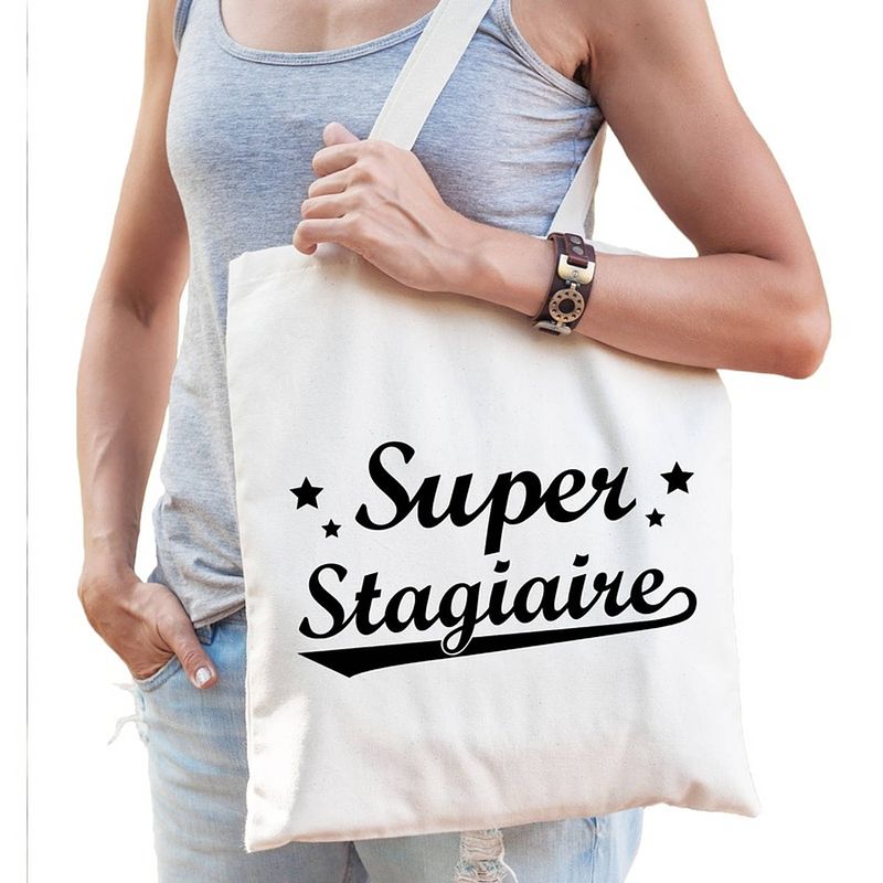 Foto van Super stagiaire cadeau tas / shopper naturel katoen voor dames - feest boodschappentassen