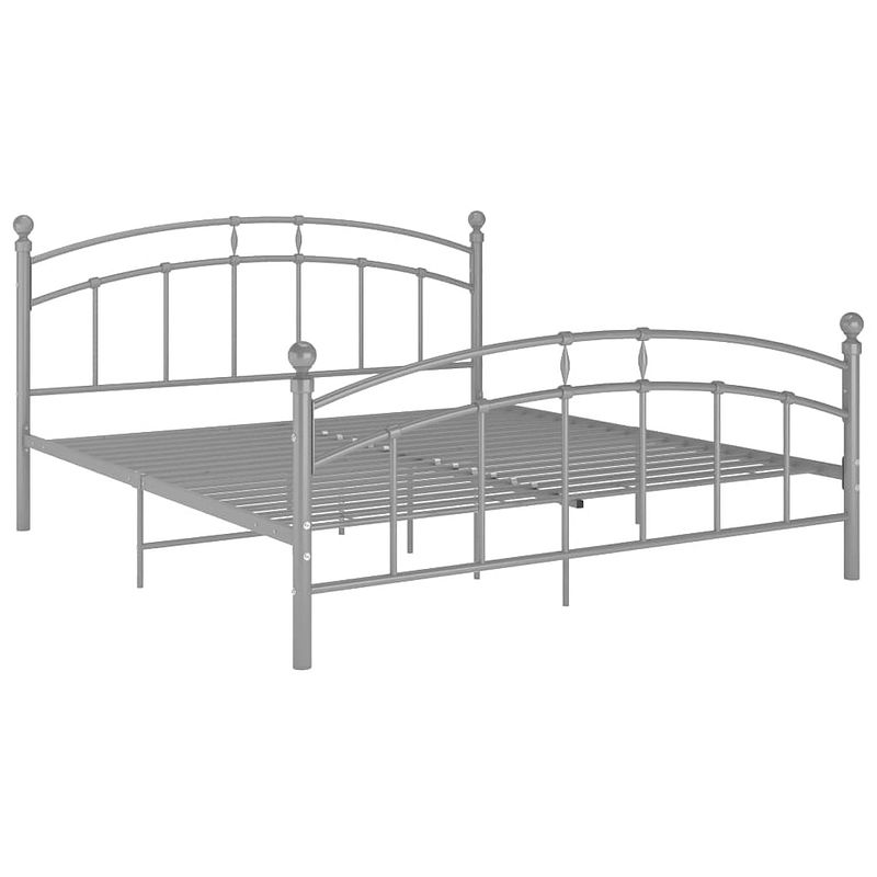 Foto van The living store metalen bedframe - grijs - 208x186x99.5 cm - geschikt voor 180x200 cm matras - inclusief lattenbodem