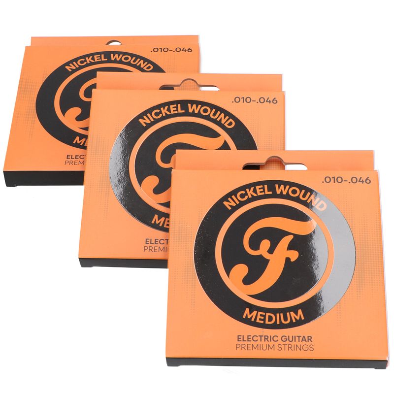 Foto van Fazley epnw1046p premium nickel wound electric guitar strings medium snarenset voor elektrische gitaar (3 sets)