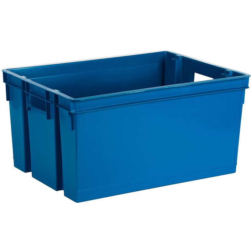 Foto van Eda opbergbox/opbergkrat 50 l - blauw - kunststof - 56 x 41 x 29 - stapelbaar/nestbaar - opbergbox