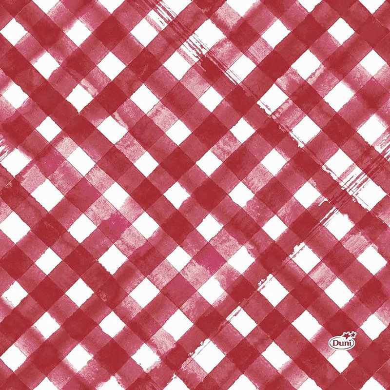 Foto van Duni servetten red checks 33x33cm