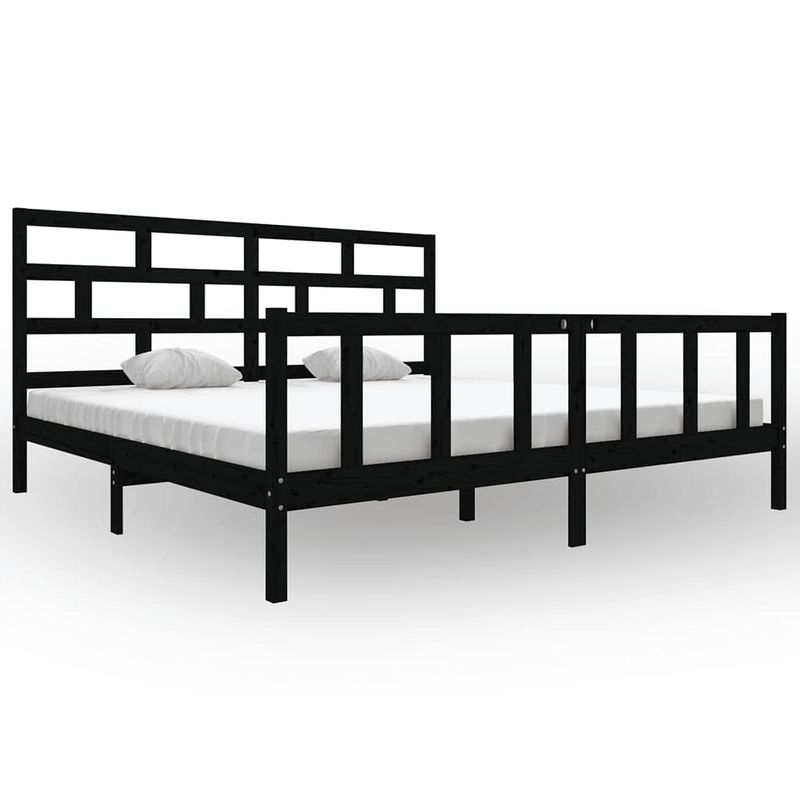 Foto van Vidaxl bedframe massief grenenhout zwart 200x200 cm