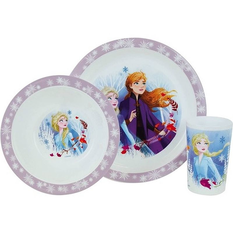 Foto van Disney eetset frozen ii meisjes wit/roze/lichtblauw 3-delig