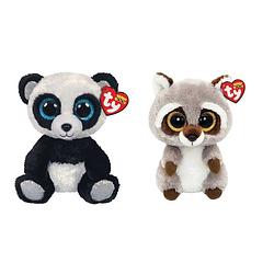 Foto van Ty - knuffel - beanie boo's - bamboo panda & racoon