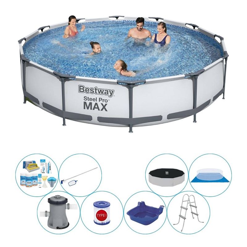 Foto van Bestway steel pro max rond 366x76 cm - deluxe zwembad deal