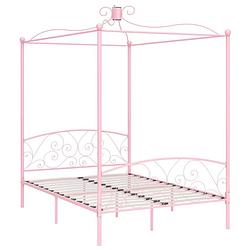 Foto van The living store hemelbedframe - metaal - roze - 211 x 129 x 227 cm - 120 x 200 cm - montage vereist