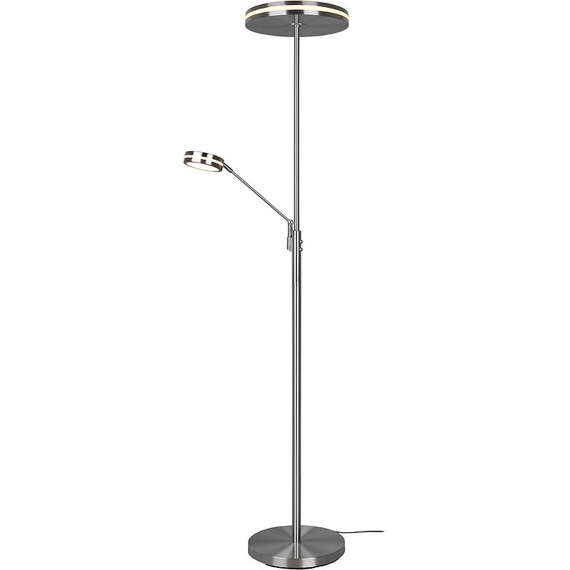 Foto van Led vloerlamp - trion franco - 41.5w - aanpasbare kleur - dimbaar - rond - mat nikkel - aluminium