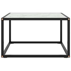 Foto van The living store salontafel - praktische woonkamertafel - glas/staal - 60 x 60 x 35 cm - zwart/wit