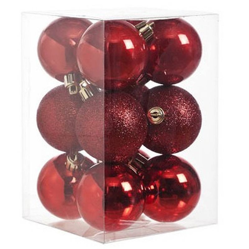 Foto van 12x kunststof kerstballen glanzend/mat rood 6 cm kerstboom versiering/decoratie - kerstbal