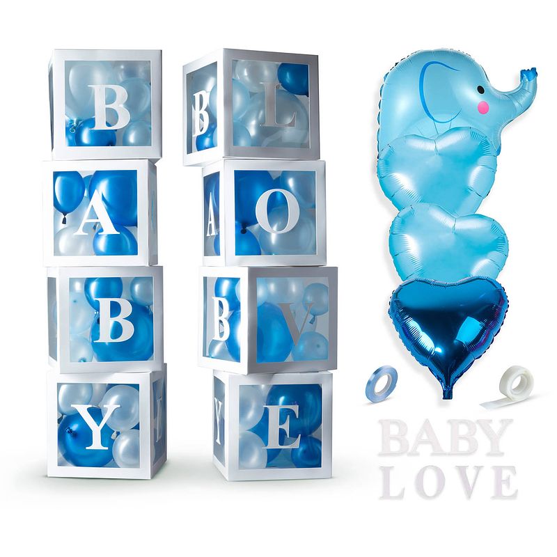 Foto van Fissaly® 58 stuks babyshower jongen & gender reveal versiering dozen - baby boy - mommy to be party - ballonnen pakket