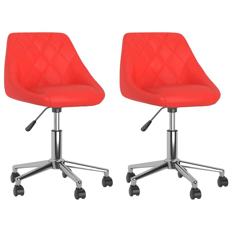 Foto van The living store draaibare eetkamerstoelen - rood - 46 x 44 x (67.5-79) cm - verchroomd staal en kunstleer