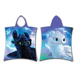 Foto van Hoe tem je een draak poncho toothless & light fury - 50 x 110 cm - katoen