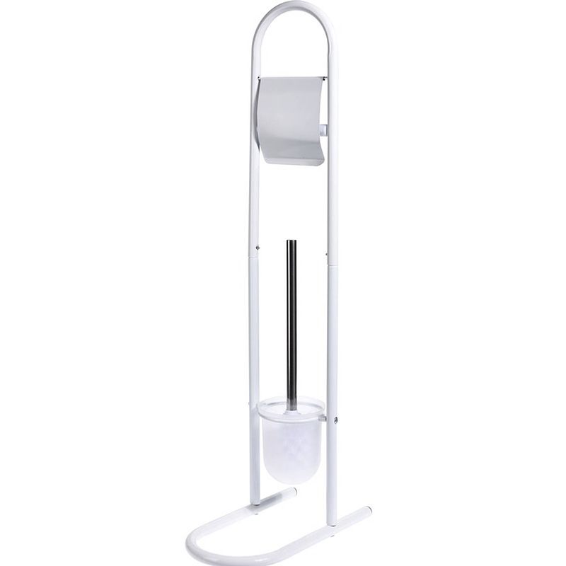 Foto van Witte toiletrol en wc-borstel houder 78 cm - toiletborstelhouders/wc-borstelhouders voor toilet - schoonmaakproducten