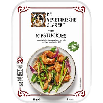 Foto van De vegetarische slager kipstuckjes vegan 160g bij jumbo