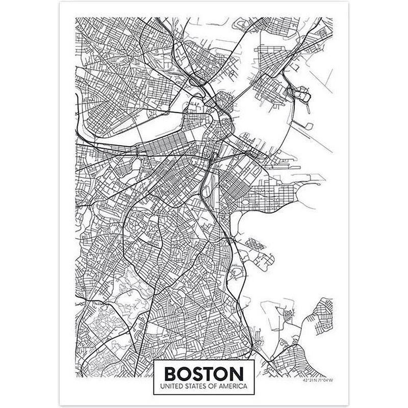 Foto van Canvas city map boston 30x40cm