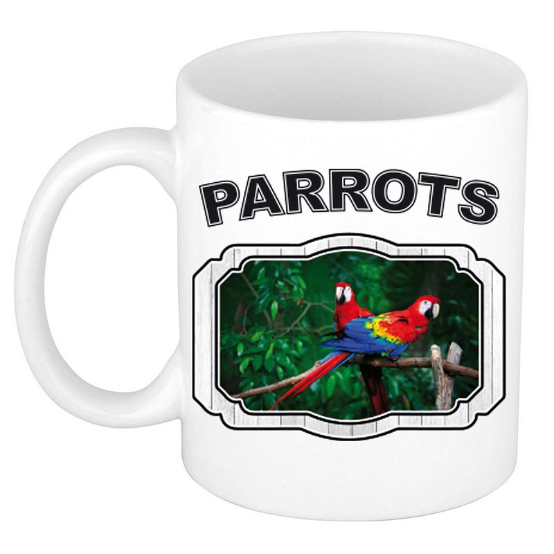 Foto van Dieren papegaai beker - parrots/ papegaaien mok wit 300 ml - feest mokken