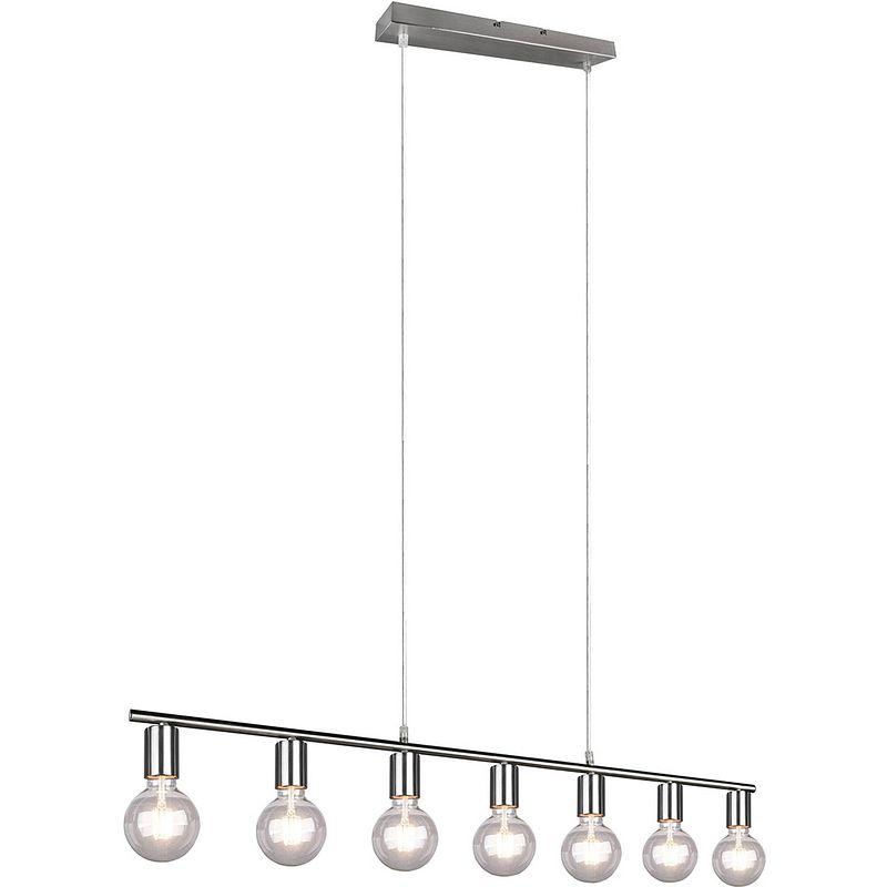 Foto van Led hanglamp - trion zuncka - e27 fitting - 7-lichts - rechthoek - mat nikkel - aluminium