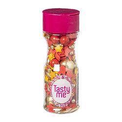 Foto van Tasty me sprinkles - rood/oranje/goud - 65 g