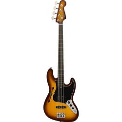 Foto van Fender limited edition suona jazz bass thinline eb violin burst semi-akoestische basgitaar met deluxe blonde koffer