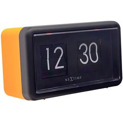 Foto van Nextime tafelklok flip clock 7 x 18 x 10 cm zwart/oranje