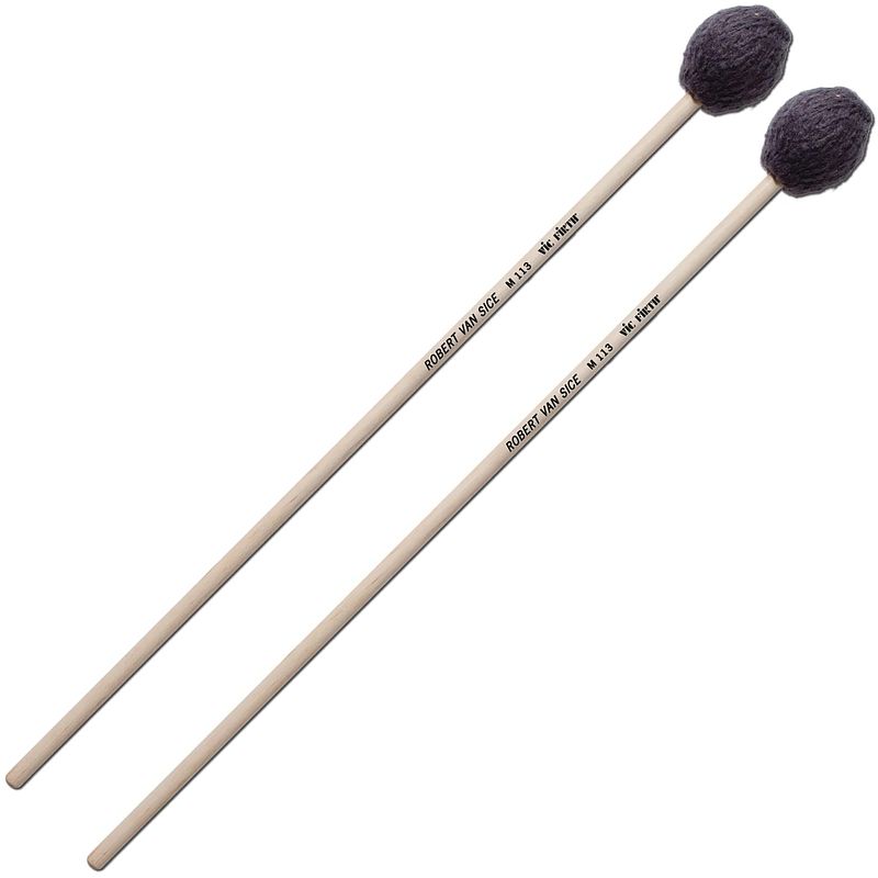 Foto van Vic firth robert van sice signature charcoal gray medium soft mallets