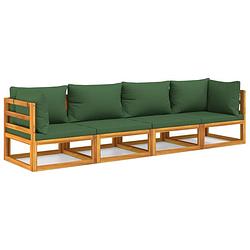 Foto van Vidaxl 4-delige loungeset met groene kussens massief hout