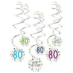 Foto van Amscan spiraalslingers 80 confetti birthday 61 cm papier 6 stuks