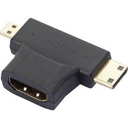 Foto van Speaka professional sp-7870584 hdmi y-adapter [1x hdmi-stekker c mini, hdmi-stekker d micro - 1x hdmi-bus] zwart vergulde steekcontacten