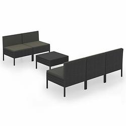 Foto van Vidaxl 6-delige loungeset met kussens poly rattan zwart