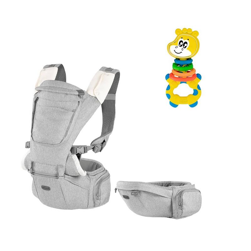 Foto van Chicco bundel - draagzak hip seat - hazelwood & rammelaar - multi-activiteitsratel - gilby de giraffe