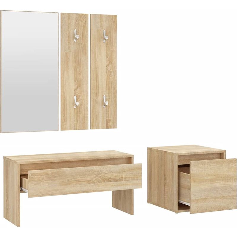 Foto van The living store halbank - sonoma eiken - bewerkt hout - 80x30.5x40 cm - multifunctioneel ontwerp