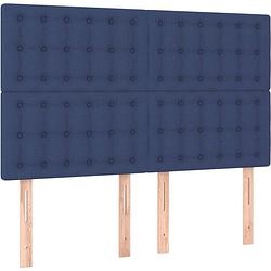 Foto van The living store boxspringbed - bed - 203 x 144 x 118/128 cm - blauw - stof